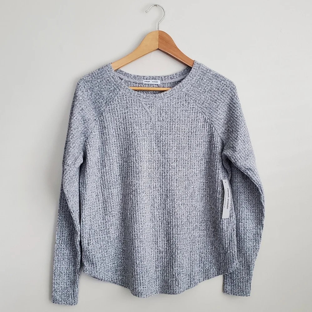 Nordstrom Sweet Romeo Top Thermal Sweater Long Sleeve Gray Size Small NWT